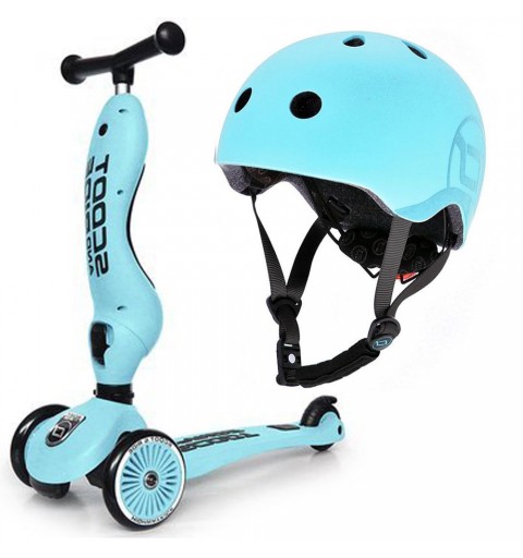 Scoot and Ride Highwaykick 1 - 2w1 Jeździk / Hulajnoga 1-5 Lat zestaw z kaskiem S-M | Blueberry